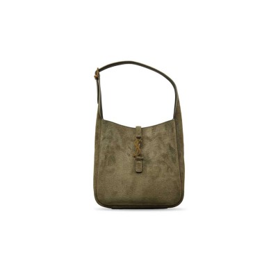 YSL LE 5 À 7 SUEDE HOBO BAG IN OLIVE 713938 (23*22*8.5cm)